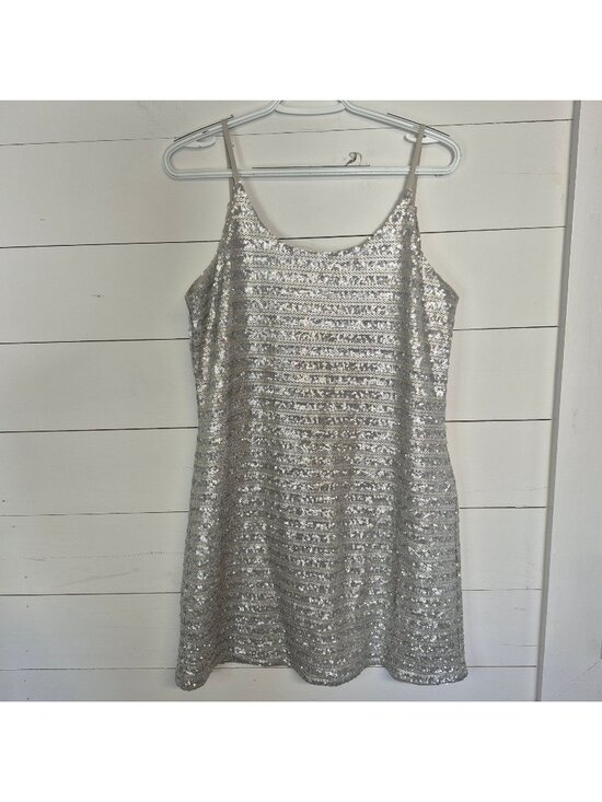 MM Couture By Miss Me Dresses & Skirts - MM Couture By Miss Me Silver Sequin Mini Dress Lined With Side Zipper
